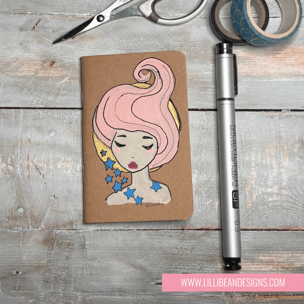Handpainted Whimsy Girl Notebook | Original Art Journal
