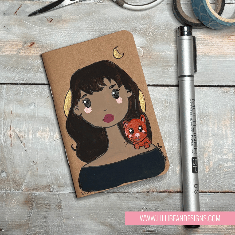 Handpainted Whimsy Girl Notebook | Original Art Journal