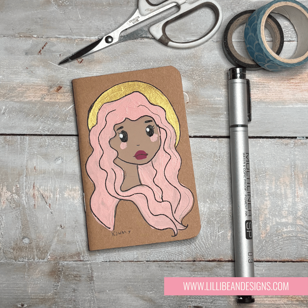 Handpainted Whimsy Girl Notebook | Original Art Journal