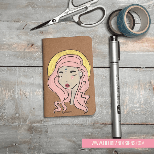 Handpainted Whimsy Girl Notebook | Original Art Journal
