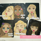 Set of soul manrtas with illustrated women's faces and empowering phrases on a white background.