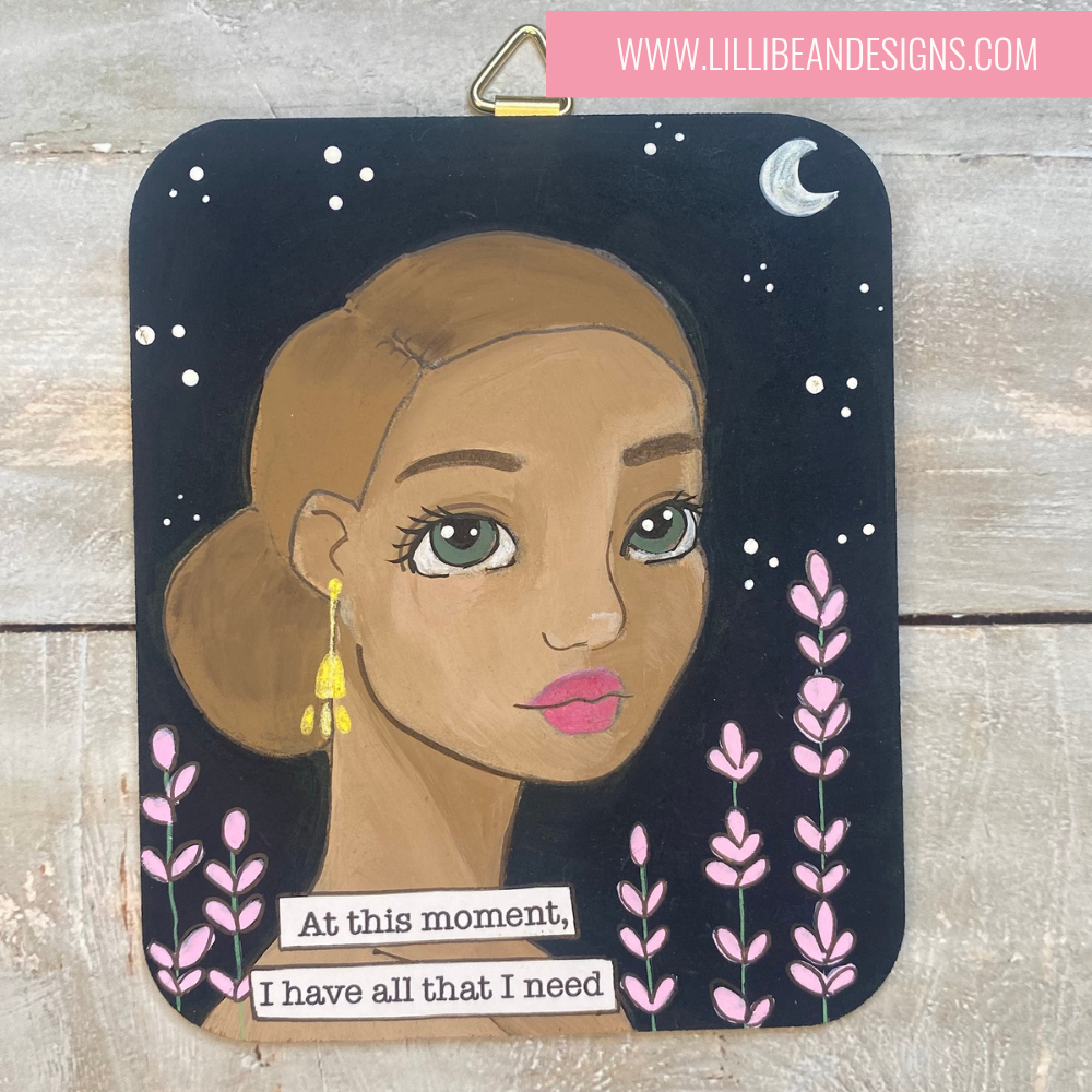 small affirmation painting WITH ILLUSTRATED PAINTING WITH MOON AND FLOWERS