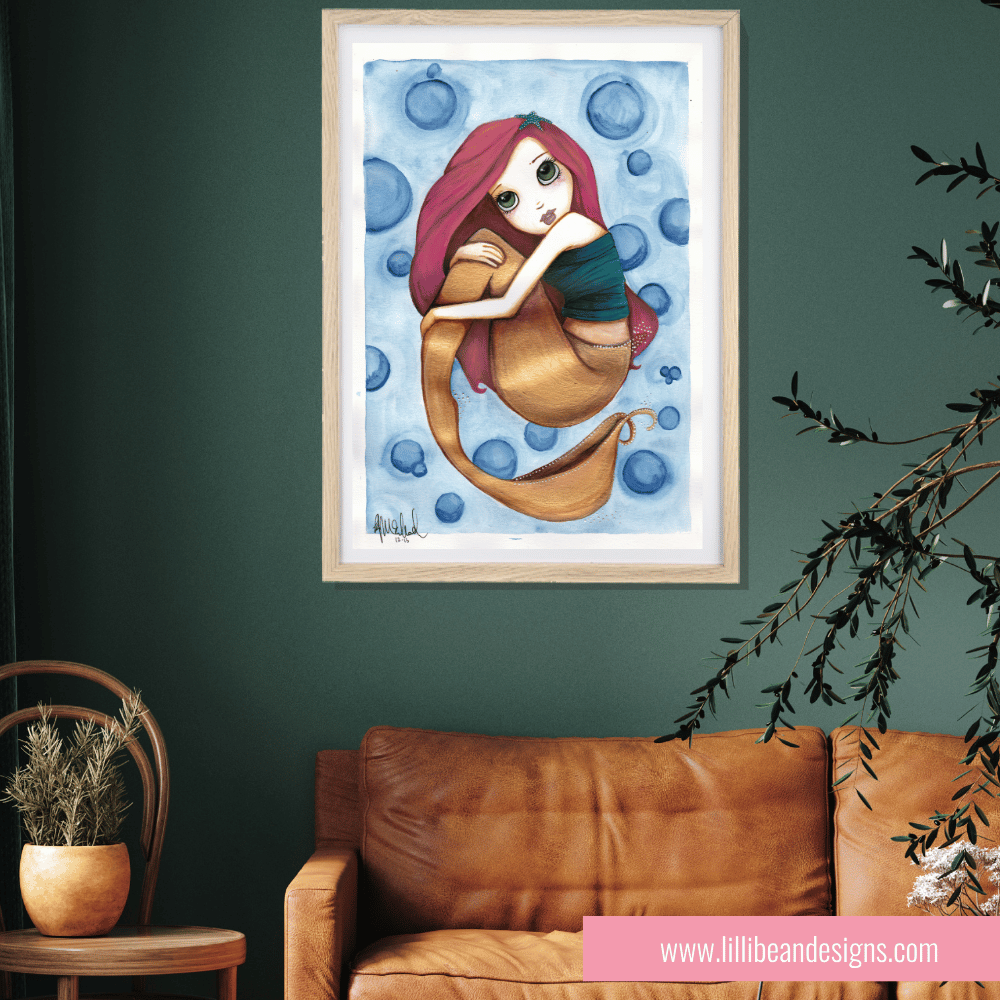 GOLDEN TAILED PINK HAIRED MERMAID BUT LILLIBEAN DESIGNS KIRSTIN MCCULLOCH